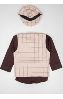 Checks Jacket Pattern Beige Cotton Silk Kids Dress (KR1352)